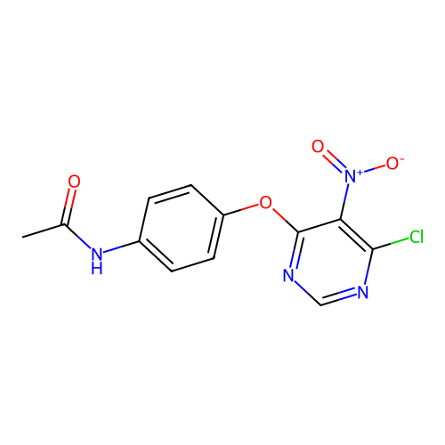 N-{4-[(6-chloro-5-nitro-4-pyrimidinyl)oxy]phenyl}acetamide structure