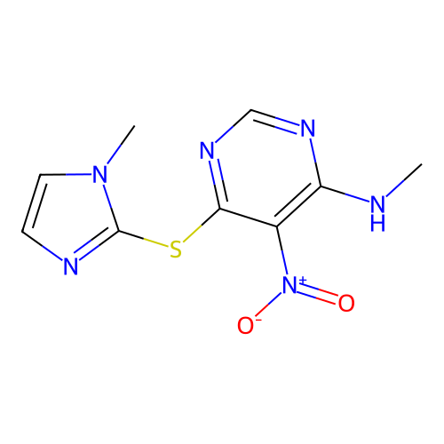 N-methyl-6-[(1-methyl-1H-imidazol-2-yl)sulfanyl]-5-nitro-4-pyrimidinamine structure