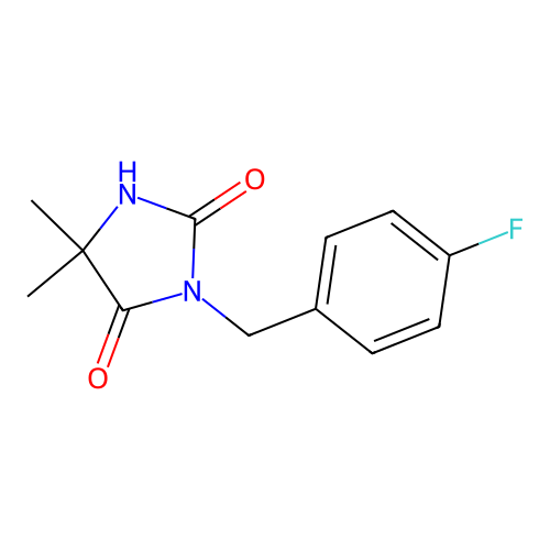 3-(4-fluorobenzyl)-5,5-dimethyl-1H-imidazole-2,4(3H,5H)-dione structure