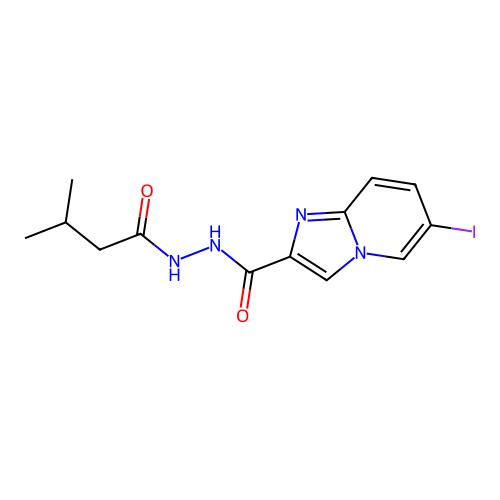6-iodo-N'-(3-methylbutanoyl)imidazo[1,2-a]pyridine-2-carbohydrazide structure