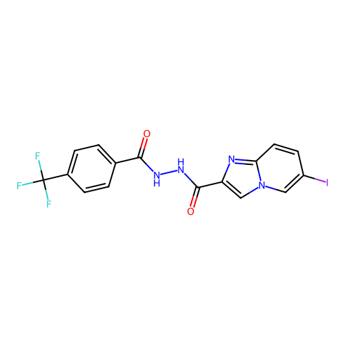 6-iodo-N'-[4-(trifluoromethyl)benzoyl]imidazo[1,2-a]pyridine-2-carbohydrazide structure