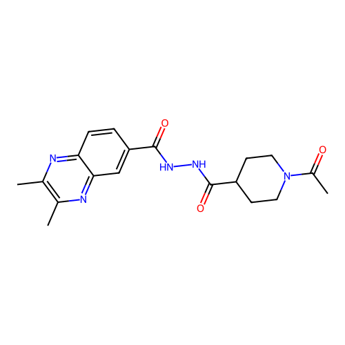 N'-[(1-acetyl-4-piperidinyl)carbonyl]-2,3-dimethyl-6-quinoxalinecarbohydrazide structure