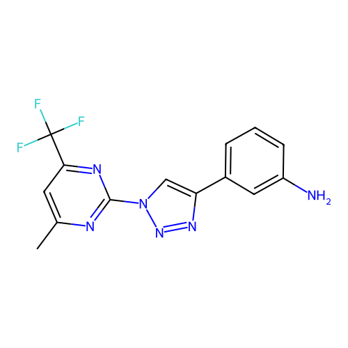 3-{1-[4-methyl-6-(trifluoromethyl)-2-pyrimidinyl]-1H-1,2,3-triazol-4-yl}aniline structure