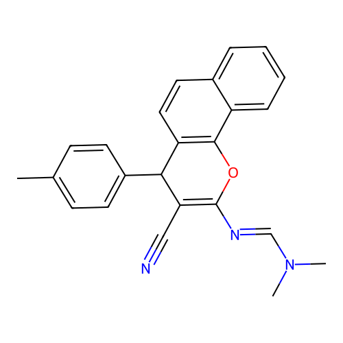 N'-[3-cyano-4-(4-methylphenyl)-4H-benzo[h]chromen-2-yl]-N,N-dimethyliminoformamide structure
