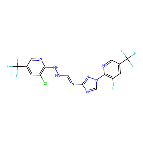 (E)-N-{1-[3-chloro-5-(trifluoromethyl)pyridin-2-yl]-1H-1,2,4-triazol-3-yl}-N'-{[3-chloro-5-(trifluoromethyl)pyridin-2-yl]amino}methanimidamide structure