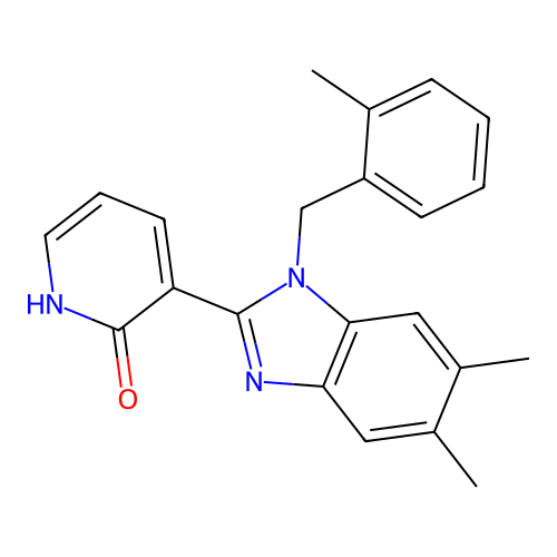3-[5,6-dimethyl-1-(2-methylbenzyl)-1H-1,3-benzimidazol-2-yl]-2(1H)-pyridinone structure
