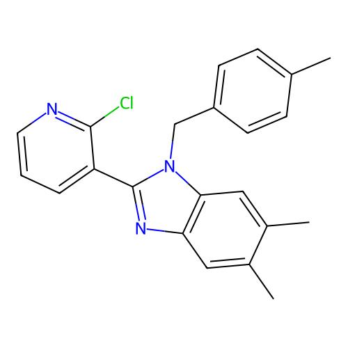 2-(2-chloro-3-pyridinyl)-5,6-dimethyl-1-(4-methylbenzyl)-1H-1,3-benzimidazole structure