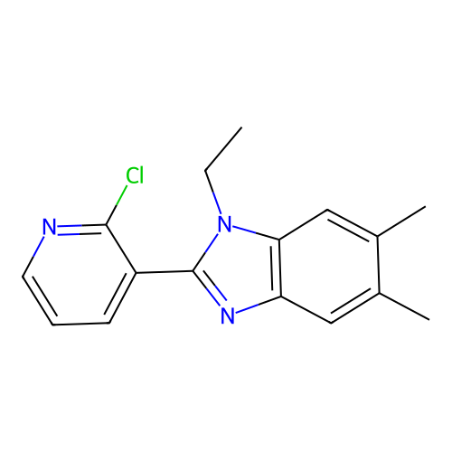 2-(2-chloro-3-pyridinyl)-1-ethyl-5,6-dimethyl-1H-1,3-benzimidazole structure