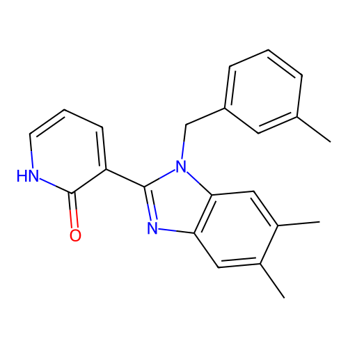 3-[5,6-dimethyl-1-(3-methylbenzyl)-1H-1,3-benzimidazol-2-yl]-2(1H)-pyridinone structure