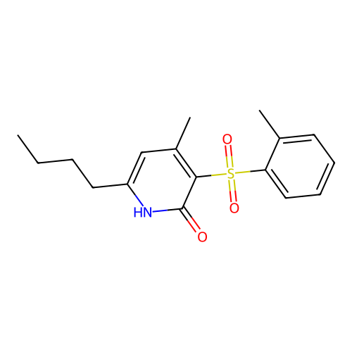 6-butyl-4-methyl-3-[(2-methylphenyl)sulfonyl]-2(1H)-pyridinone structure