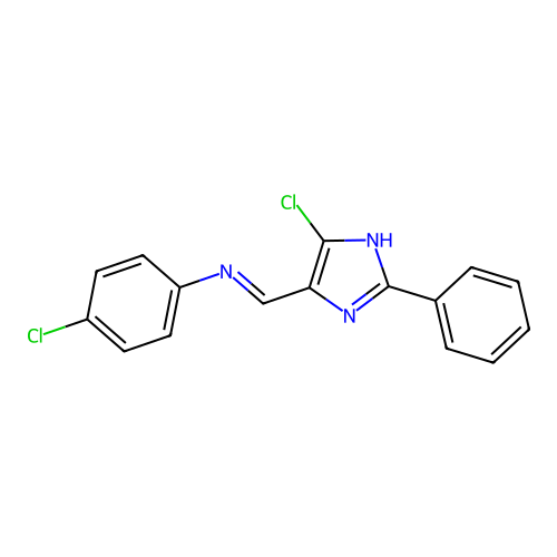 4-chloro-N-[(E)-(5-chloro-2-phenyl-1H-imidazol-4-yl)methylidene]aniline structure