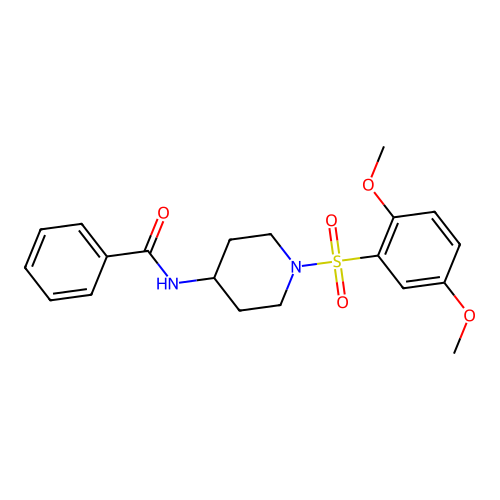 N-{1-[(2,5-dimethoxyphenyl)sulfonyl]-4-piperidinyl}benzenecarboxamide structure