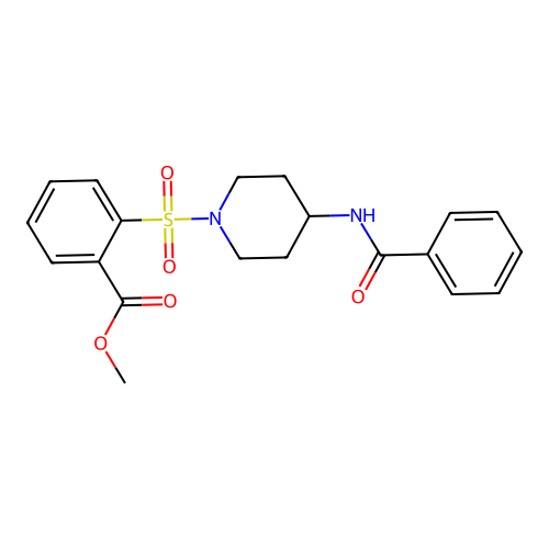 Methyl 2-{[4-(benzoylamino)piperidino]sulfonyl}benzenecarboxylate structure