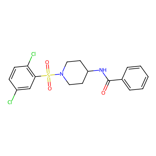 N-{1-[(2,5-dichlorophenyl)sulfonyl]-4-piperidinyl}benzenecarboxamide structure