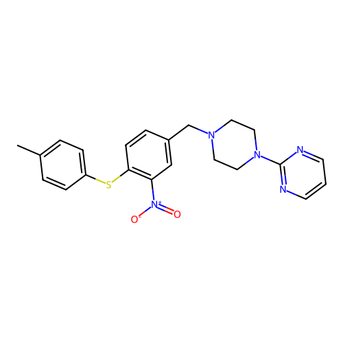 2-(4-{4-[(4-Methylphenyl)sulfanyl]-3-nitrobenzyl}piperazino)pyrimidine structure