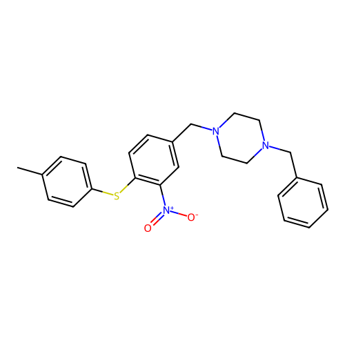 1-Benzyl-4-{4-[(4-methylphenyl)sulfanyl]-3-nitrobenzyl}piperazine structure