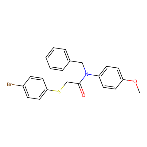 N-benzyl-2-[(4-bromophenyl)sulfanyl]-N-(4-methoxyphenyl)acetamide structure