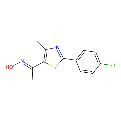 N-[1-[2-(4-chlorophenyl)-4-methyl-1,3-thiazol-5-yl]ethylidene]hydroxylamine structure