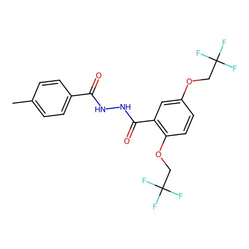 N'-(4-methylbenzoyl)-2,5-bis(2,2,2-trifluoroethoxy)benzenecarbohydrazide structure
