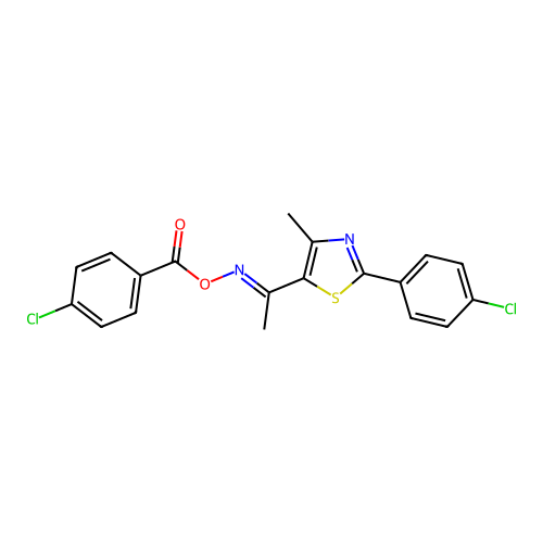 1-[2-(4-Chlorophenyl)-4-methyl-5-thiazolyl]ethanone O-(4-chlorobenzoyl)oxime structure