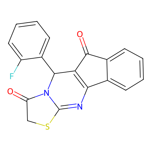 5-(2-fluorophenyl)indeno[1,2-d][1,3]thiazolo[3,2-a]pyrimidine-3,6(2H,5H)-dione structure