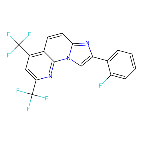 8-(2-Fluorophenyl)-2,4-bis(trifluoromethyl)imidazo[1,2-a][1,8]naphthyridine structure