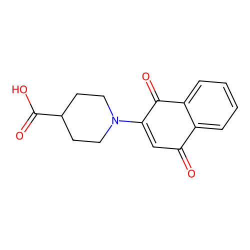 1-(1,4-Dioxo-1,4-dihydro-2-naphthalenyl)-4-piperidinecarboxylic acid structure