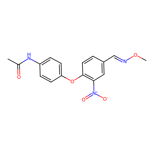 N-[4-[4-(methoxyiminomethyl)-2-nitrophenoxy]phenyl]acetamide structure