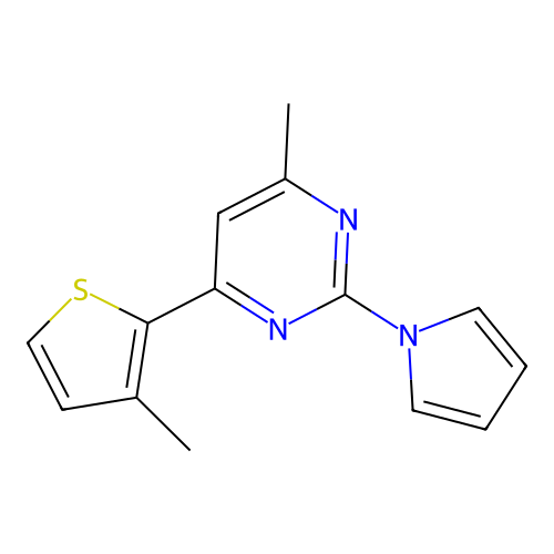 4-methyl-6-(3-methyl-2-thienyl)-2-(1H-pyrrol-1-yl)pyrimidine structure