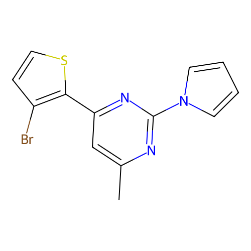 4-(3-bromo-2-thienyl)-6-methyl-2-(1H-pyrrol-1-yl)pyrimidine structure