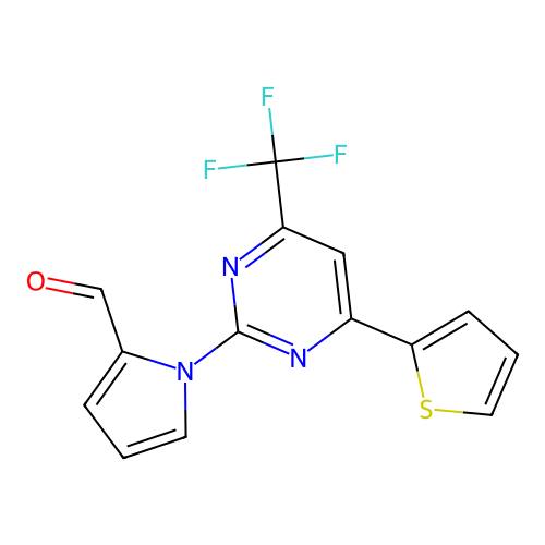 1-[4-(2-thienyl)-6-(trifluoromethyl)-2-pyrimidinyl]-1H-pyrrole-2-carbaldehyde structure