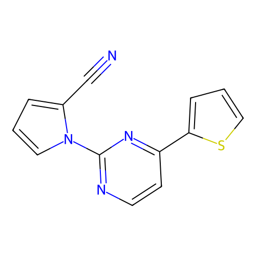 1-[4-(2-thienyl)-2-pyrimidinyl]-1H-pyrrole-2-carbonitrile structure
