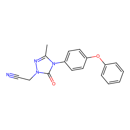 2-[3-methyl-5-oxo-4-(4-phenoxyphenyl)-4,5-dihydro-1H-1,2,4-triazol-1-yl]acetonitrile structure