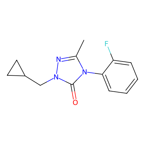 2-(cyclopropylmethyl)-4-(2-fluorophenyl)-5-methyl-2,4-dihydro-3H-1,2,4-triazol-3-one structure