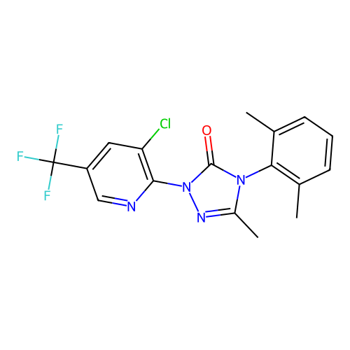 2-[3-chloro-5-(trifluoromethyl)-2-pyridinyl]-4-(2,6-dimethylphenyl)-5-methyl-2,4-dihydro-3H-1,2,4-triazol-3-one structure