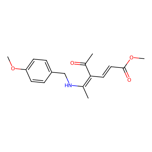 methyl (2E,4Z)-4-acetyl-5-[(4-methoxybenzyl)amino]-2,4-hexadienoate structure
