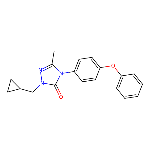 2-(cyclopropylmethyl)-5-methyl-4-(4-phenoxyphenyl)-2,4-dihydro-3H-1,2,4-triazol-3-one structure