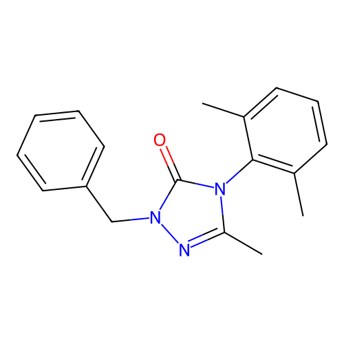 2-benzyl-4-(2,6-dimethylphenyl)-5-methyl-2,4-dihydro-3H-1,2,4-triazol-3-one structure