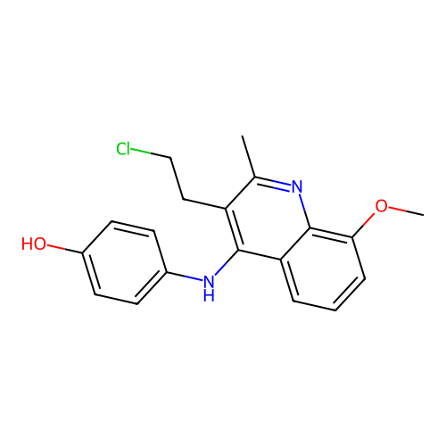 4-{[3-(2-Chloroethyl)-8-methoxy-2-methyl-4-quinolinyl]amino}benzenol structure