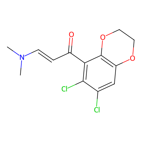 (E)-1-(6,7-dichloro-2,3-dihydro-1,4-benzodioxin-5-yl)-3-(dimethylamino)-2-propen-1-one structure