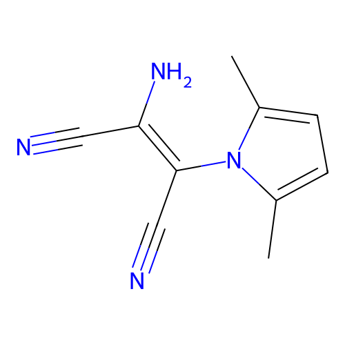2-amino-3-(2,5-dimethyl-1H-pyrrol-1-yl)but-2-enedinitrile structure