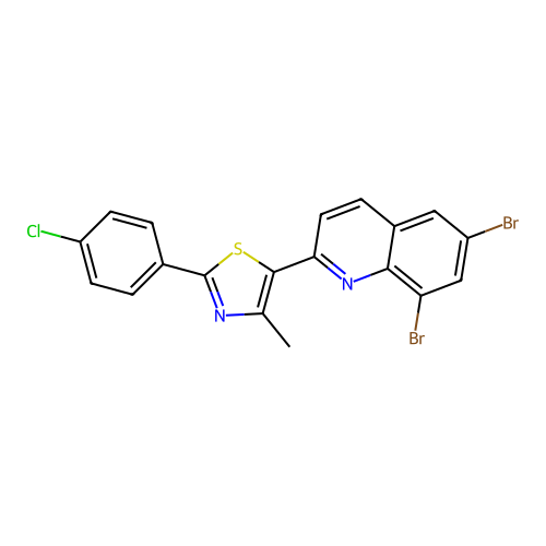6,8-Dibromo-2-[2-(4-chlorophenyl)-4-methyl-1,3-thiazol-5-yl]quinoline structure