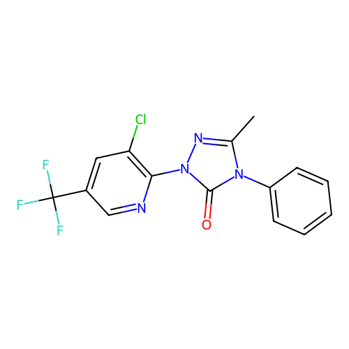 2-[3-chloro-5-(trifluoromethyl)-2-pyridinyl]-5-methyl-4-phenyl-2,4-dihydro-3H-1,2,4-triazol-3-one structure