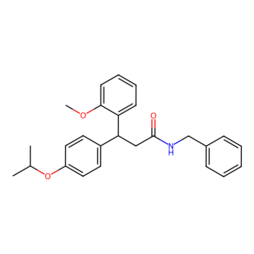 N-benzyl-3-(2-methoxyphenyl)-3-[4-(propan-2-yloxy)phenyl]propanamide structure