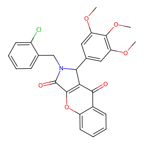 2-(2-chlorobenzyl)-1-(3,4,5-trimethoxyphenyl)-1,2-dihydrochromeno[2,3-c]pyrrole-3,9-dione structure