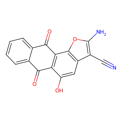2-Amino-5-hydroxy-6,11-dioxoanthra[1,2-b]furan-3-carbonitrile structure