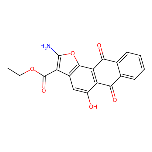 Ethyl 2-amino-5-hydroxy-6,11-dioxo-6,11-dihydroanthra[1,2-b]furan-3-carboxylate structure