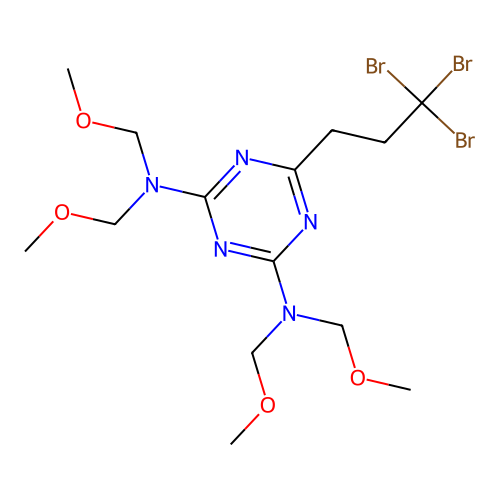 N(2),N(2),N(4),N(4)-Tetrakis(methoxymethyl)-6-(3,3,3-tribromopropyl)-1,3,5-triazine-2,4-diamine structure