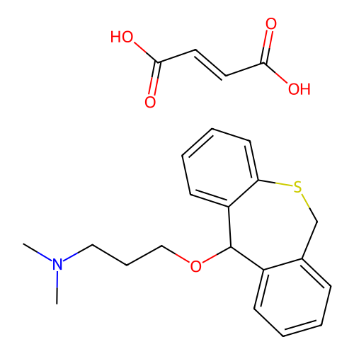 3-((6,11-Dihydrodibenzo(b,e)thiepin-11-yl)oxy)-N,N-dimethylpropylamine fumarate structure