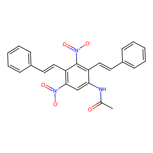 N-[3,5-dinitro-2,4-bis[(E)-2-phenylethenyl]phenyl]acetamide structure